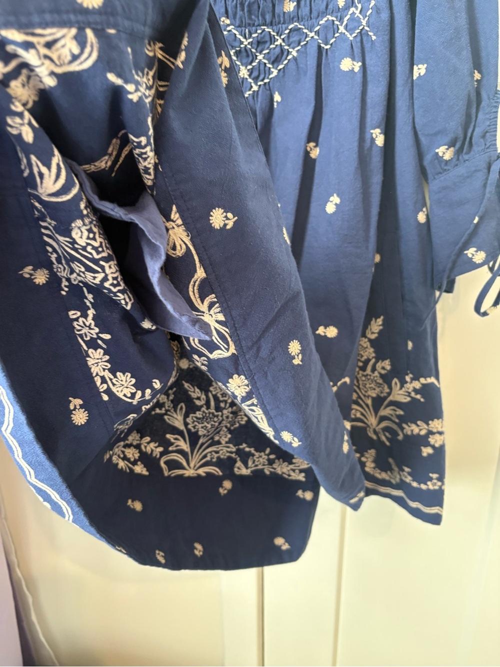 Free People Sonora Printed Mini Dress Navy Blue Medium - Picture 8 of 16